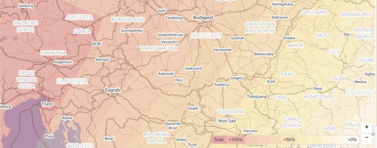 Mapa potpune i djelomične pomrčine sunca.