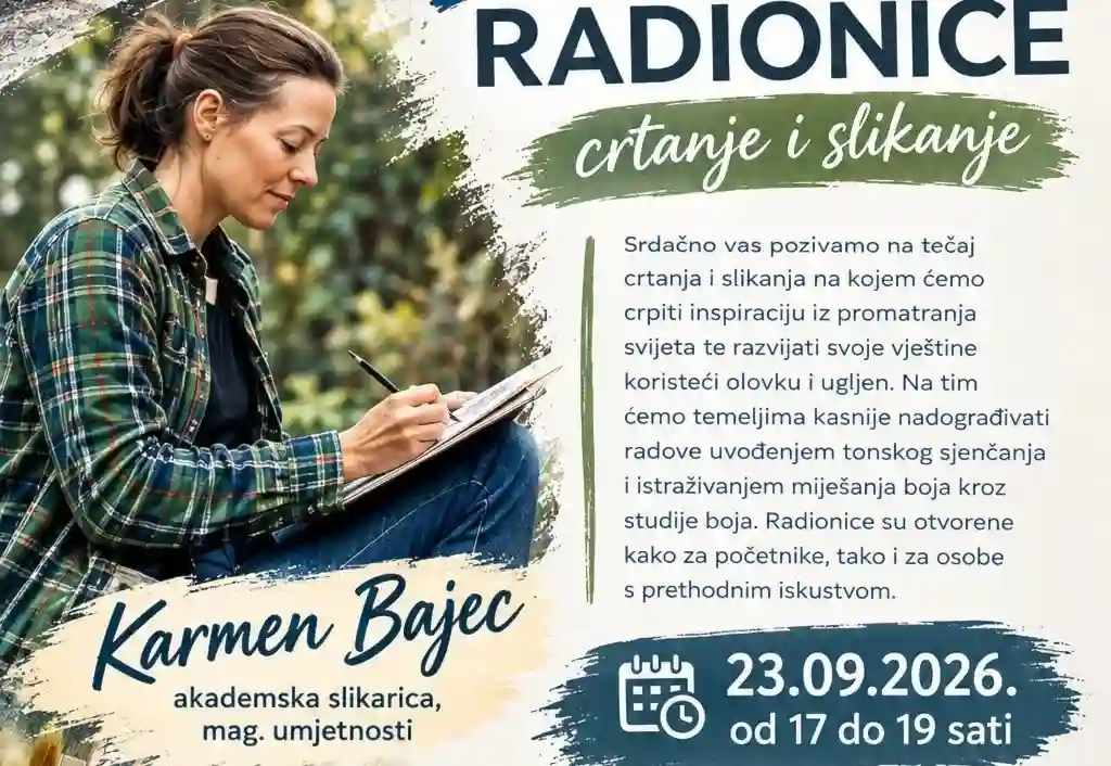 Likovne radionice Čabar 2026: Tečaj crtanja i slikanja uz Karmen Bajec